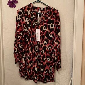 Pink and black animal print top. NWT.